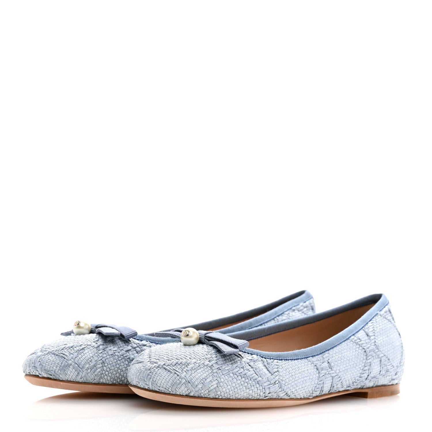 Christian Dior Raffia Cannage Ballet Flat 38.5 Bleu Pastel 4 of 10