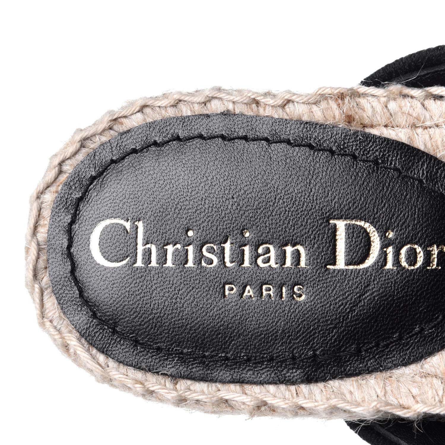 Christian Dior Canvas Embroidered Granville Espadrille Crisscross Flat Slide Sandals 36.5 Black 9 of 10
