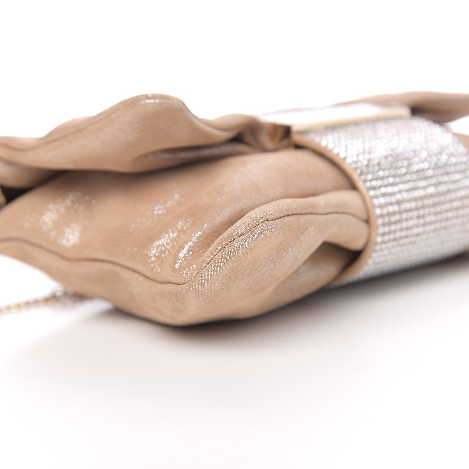 Jimmy Choo Shimmery Sheepskin Crystal Chandra Chain Clutch Powder Pink 7 of 8