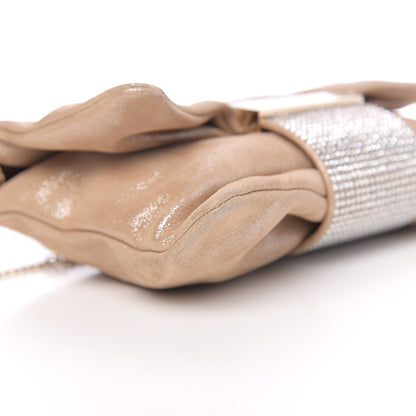 Jimmy Choo Shimmery Sheepskin Crystal Chandra Chain Clutch Powder Pink 7 of 8