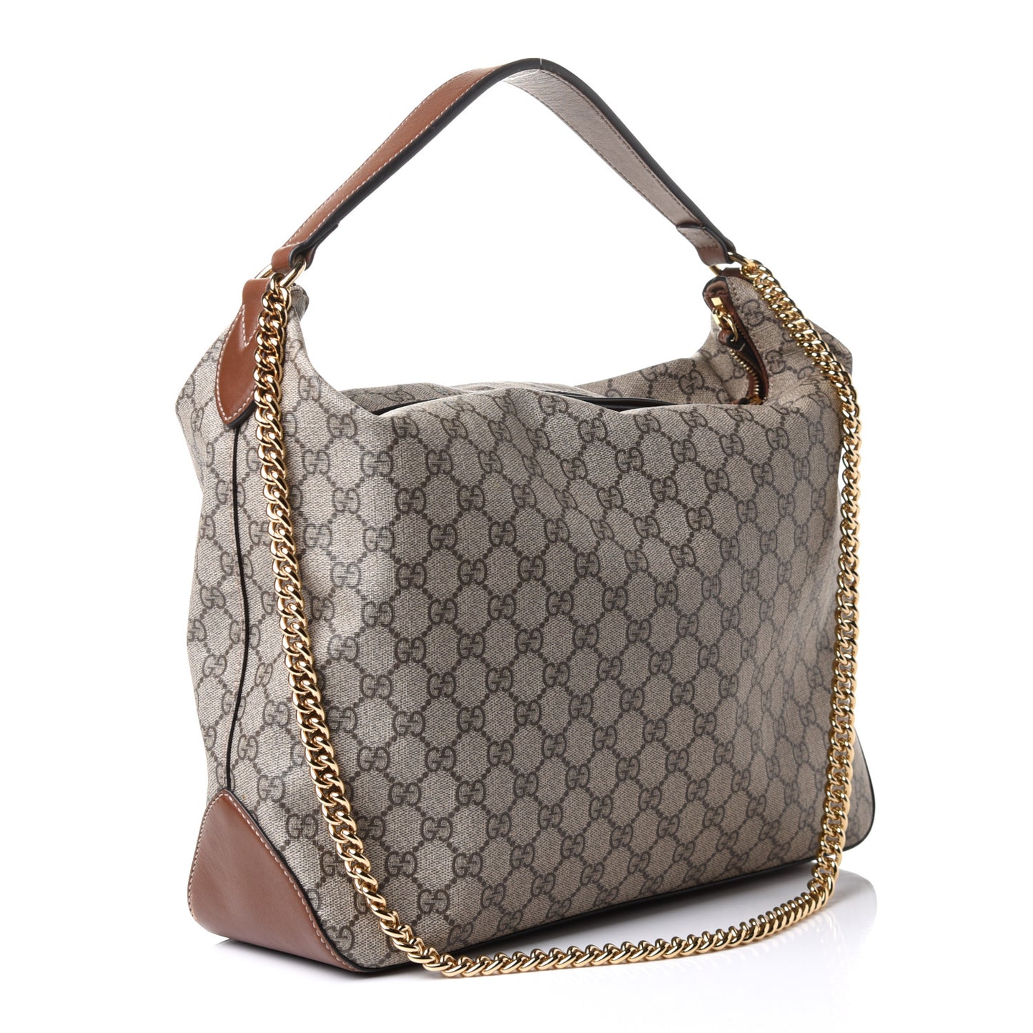 GG Supreme Monogram Large Linea A Hobo Light Brown