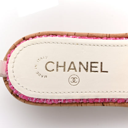 Chanel Tweed Cork Mule Sandal 39  Pink White 8 of 10