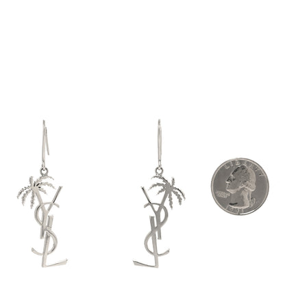 Saint Laurent Metal Monogram Palm Earrings Silver 2 of 4