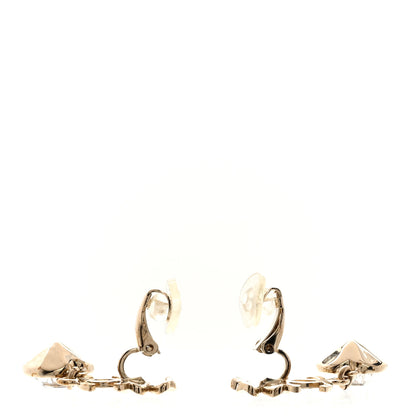 Chanel Metal Crystal CC Heart Drop Earrings Gold 3 of 5