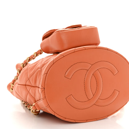 Chanel Calfskin Quilted Small CC Chain Bucket Backpack Orange 10 of 11