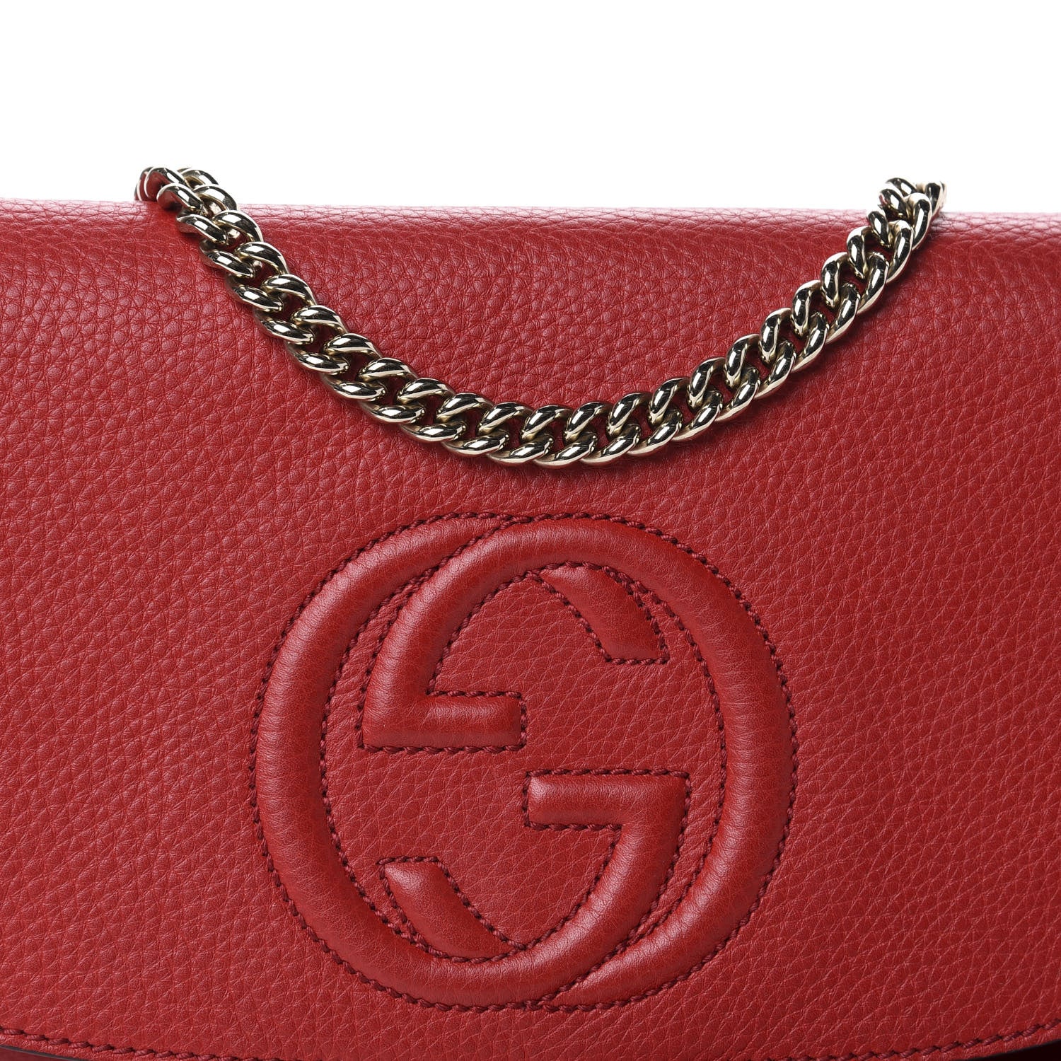 Gucci Pebbled Calfskin Medium Soho Flap Crossbody Tabasco Red 10 of 10