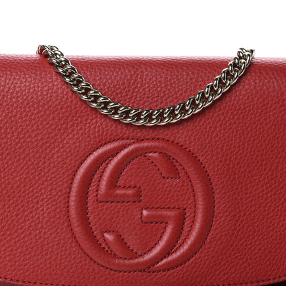 Gucci Pebbled Calfskin Medium Soho Flap Crossbody Tabasco Red 10 of 10