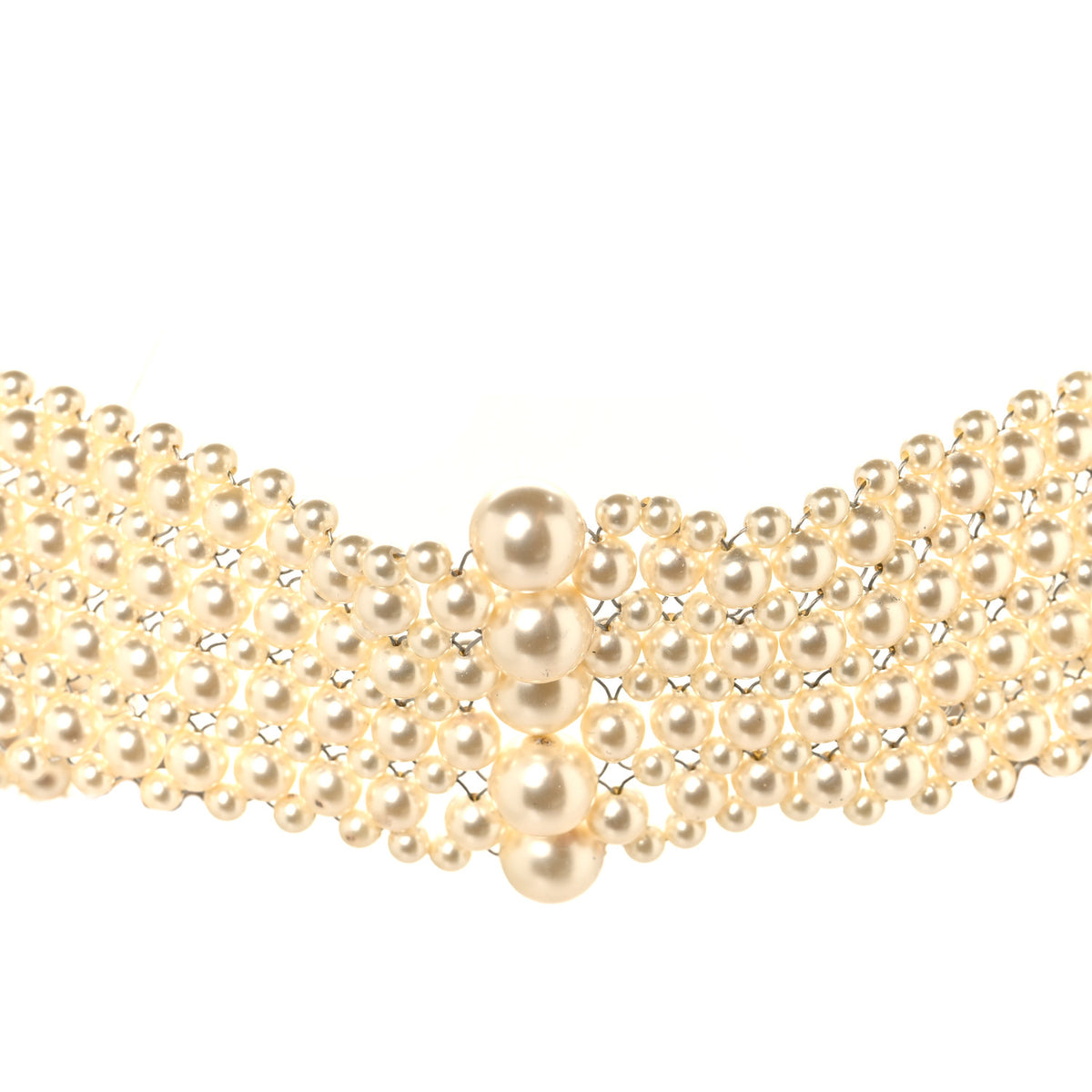 Chanel Pearl Multi Strand Choker Necklace Gold 1 of 5