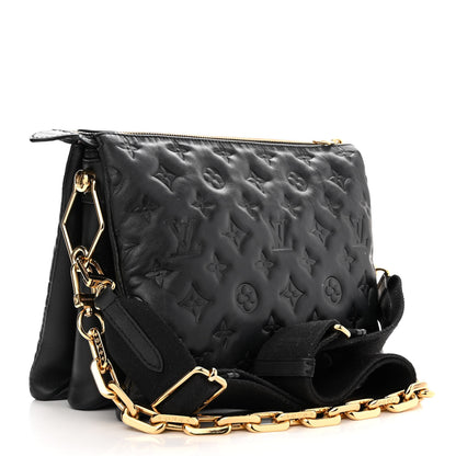 Louis Vuitton Lambskin Embossed Monogram Coussin PM Black 3 of 15