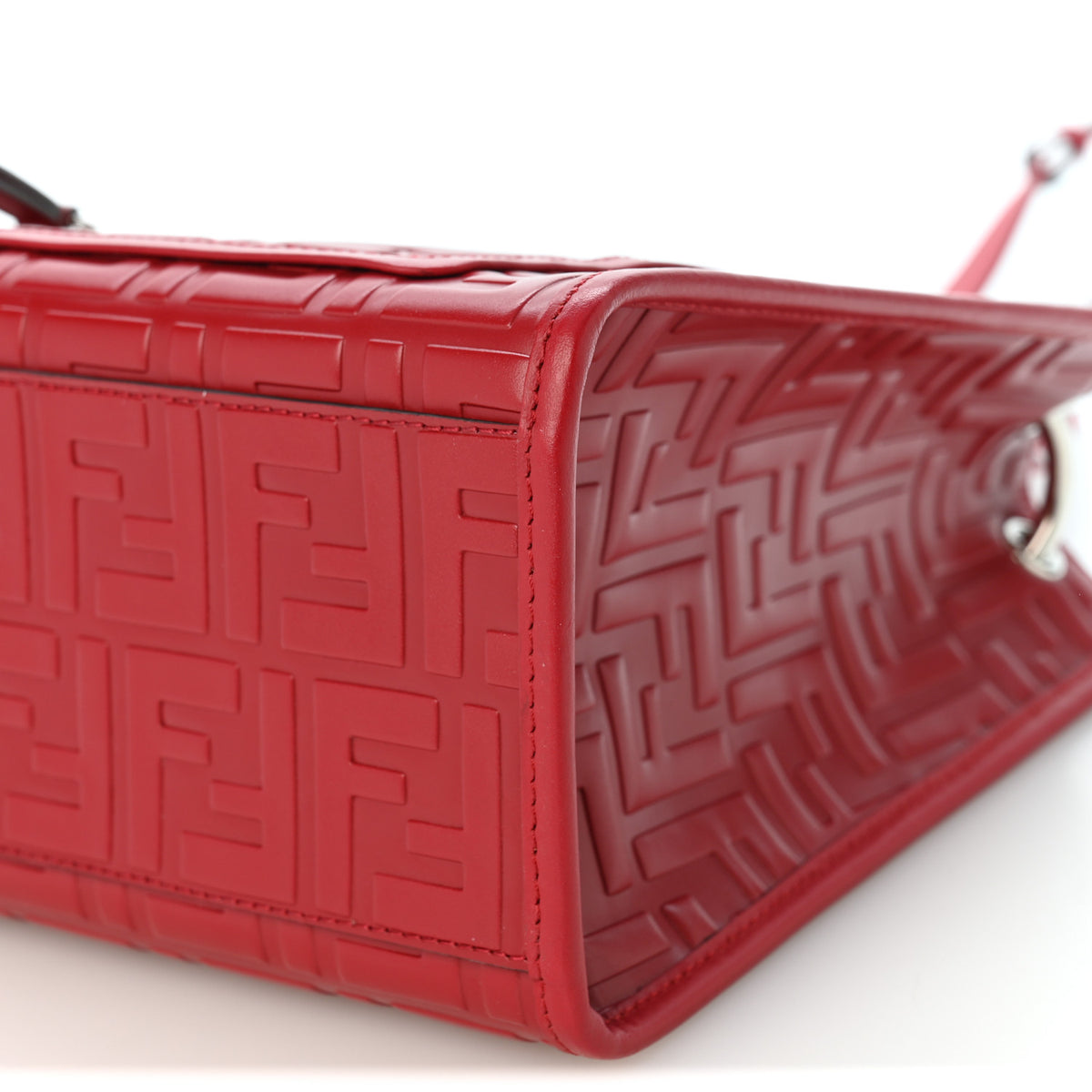 Fendi Vitello Century Wicker FF 1974 Embossed Small Runaway Shopper Tote Fragola 10 of 10