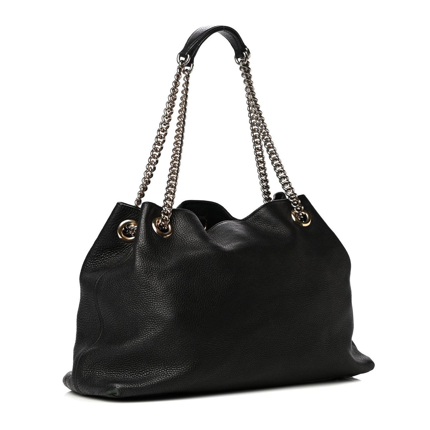 Pebbled Calfskin Medium Soho Chain Shoulder Bag Black