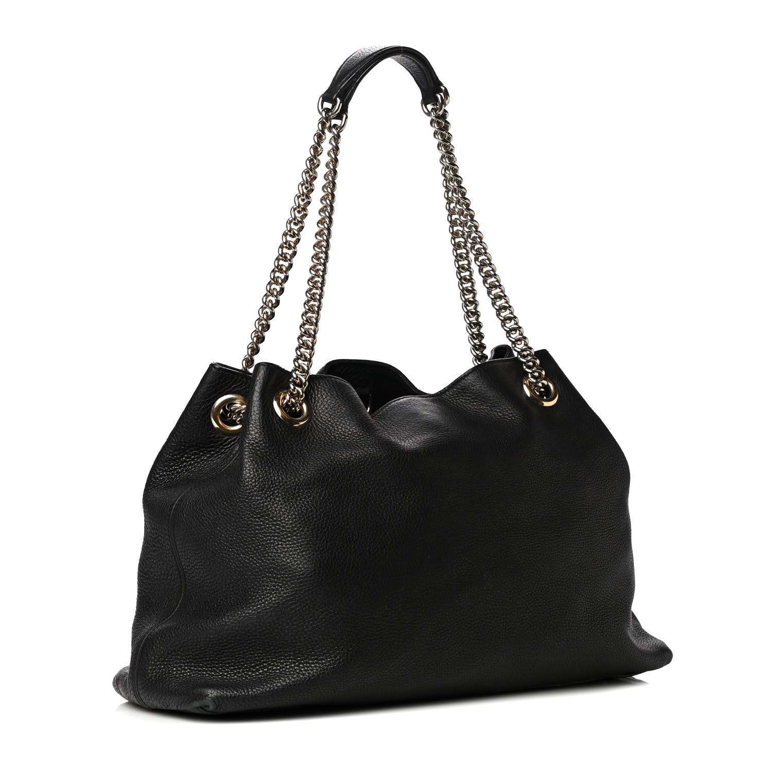 Gucci Pebbled Calfskin Medium Soho Chain Shoulder Bag Black 2 of 13
