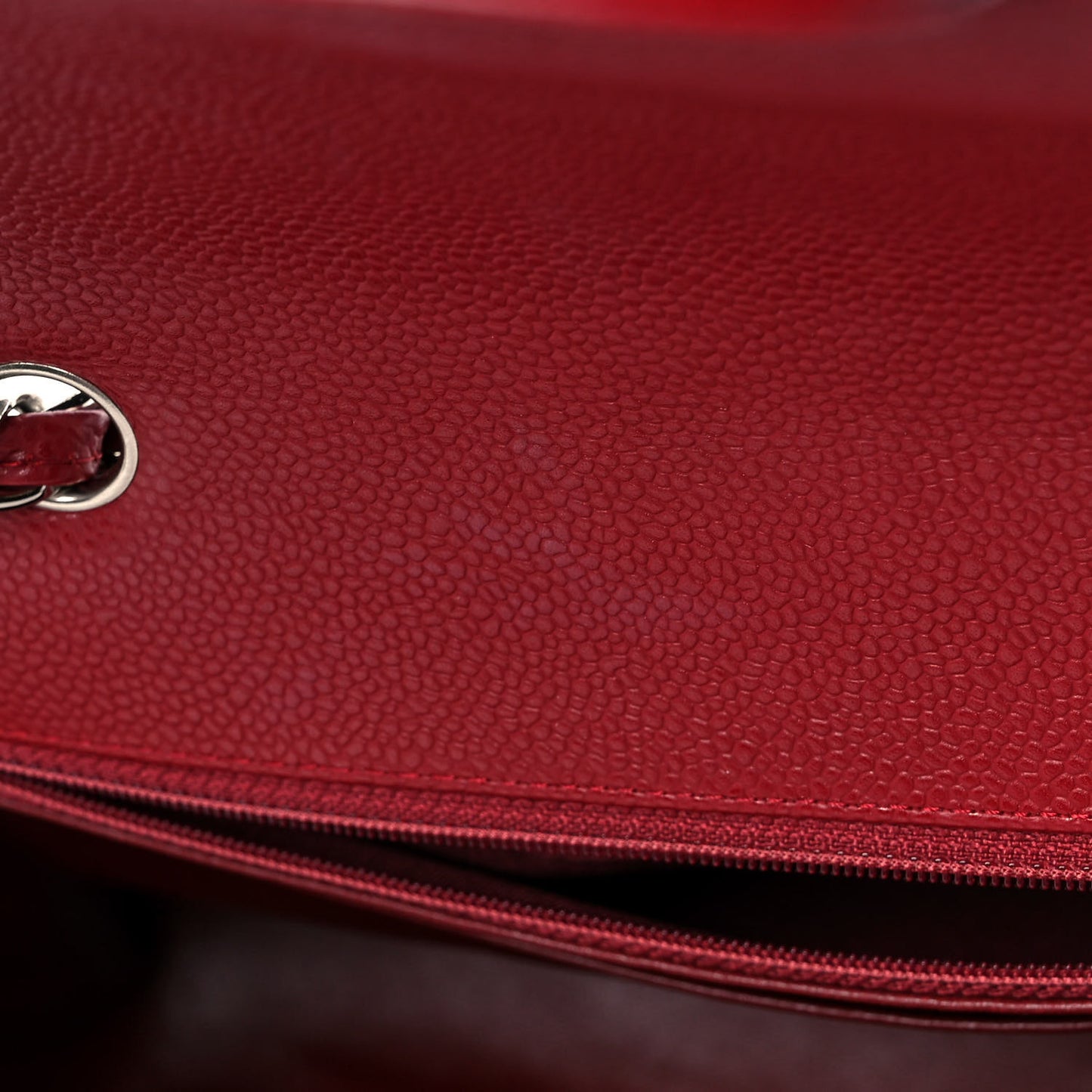 Caviar Quilted Jumbo Single Flap Dark Red