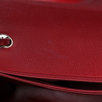 Chanel Caviar Quilted Jumbo Single Flap Dark Red 13 of 14
