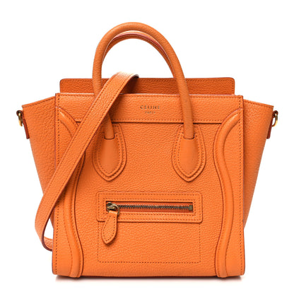 Celine Drummed Calfskin Nano Luggage Bright Orange 1 of 12