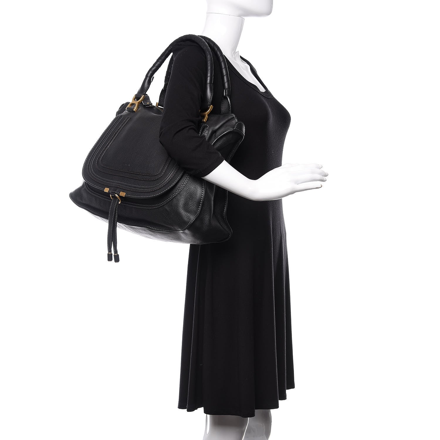 Chloe Calfskin Large Marcie Satchel Black 2 of 12