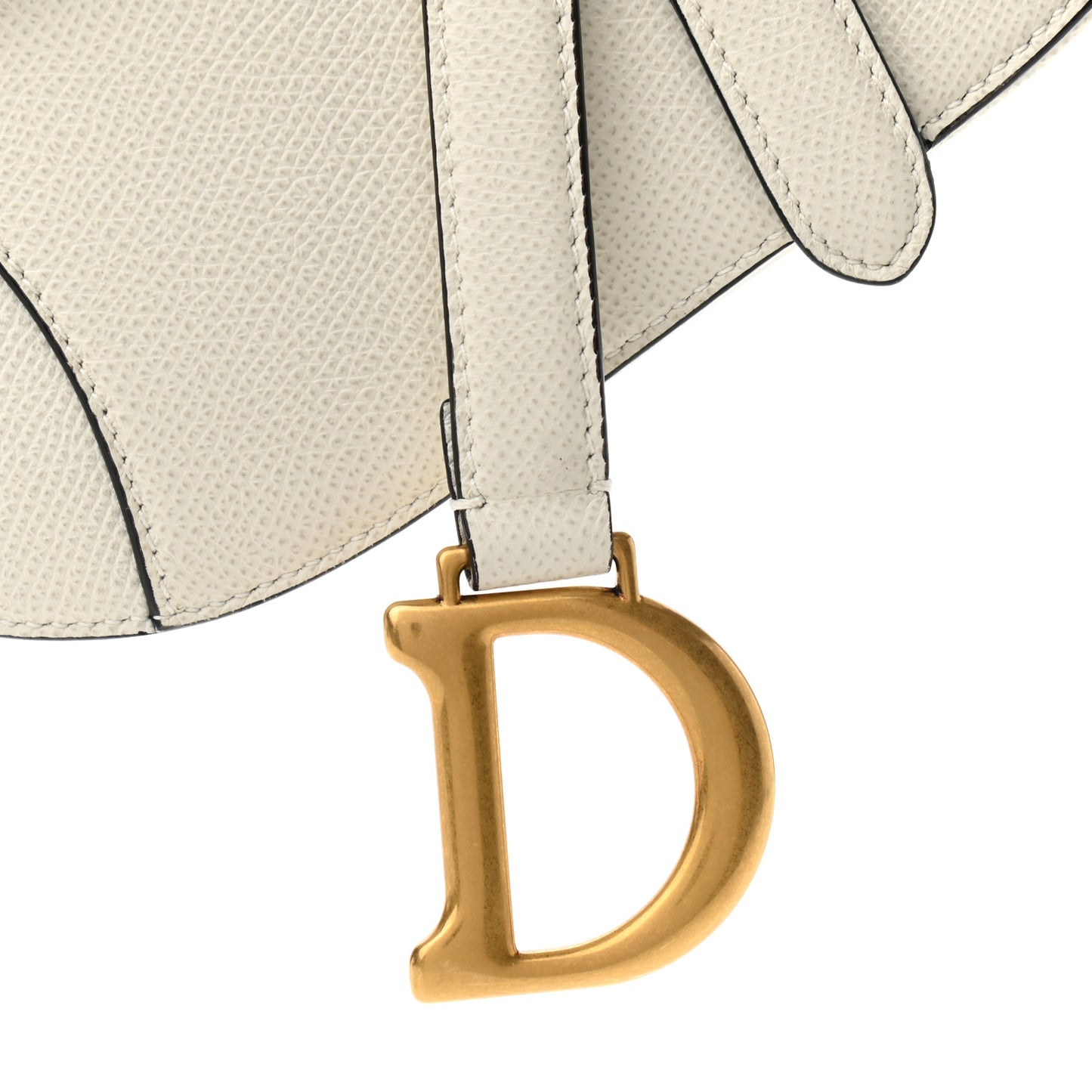 Grained Calfskin Mini Saddle Bag White