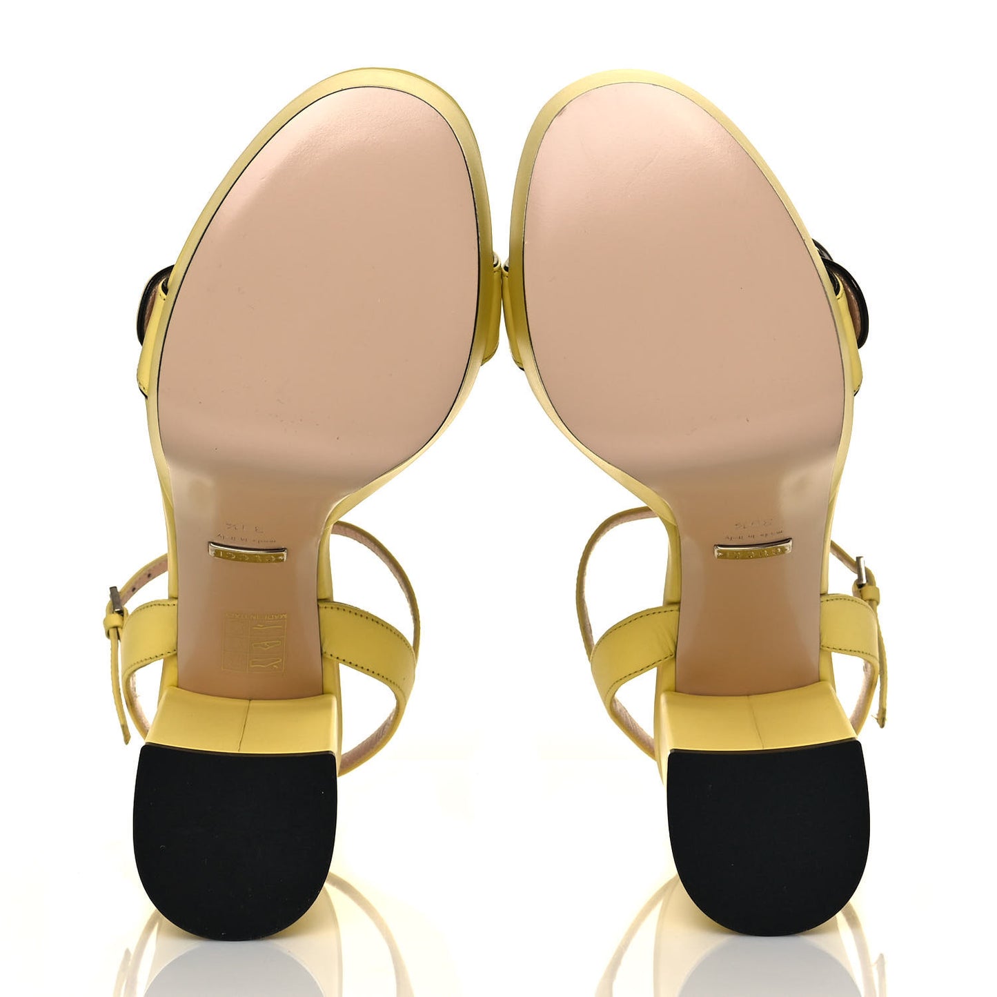Calfskin GG Marmont Ankle Wrap 30/115mm Platform Sandals 39.5 Banana