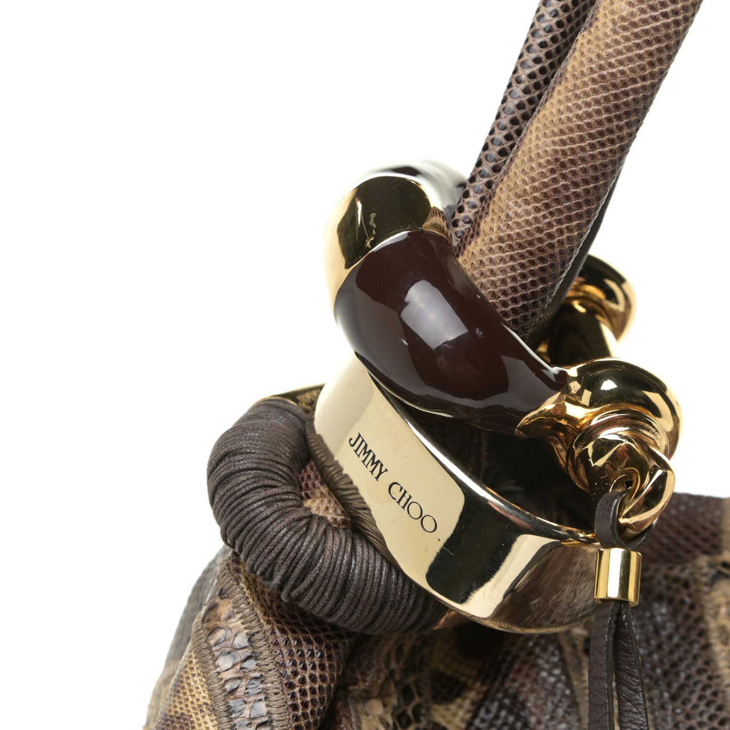 Snakeskin Patchwork Medium Saba Hobo Brown