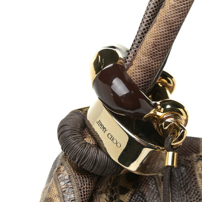 Jimmy Choo Snakeskin Patchwork Medium Saba Hobo Brown 12 of 12