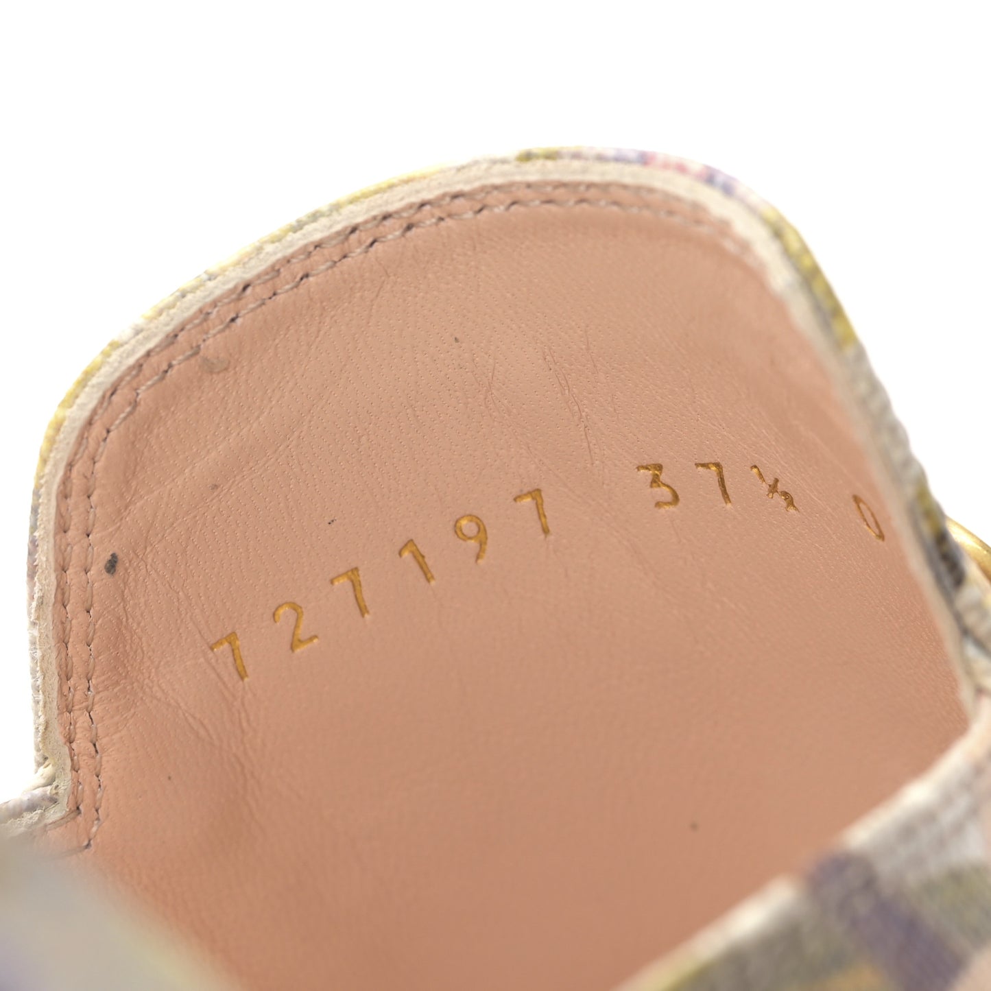 GG Supreme Monogram Malaga Kid Water Flora Womens Princetown Slippers 37.5 Beige White Multicolor Mystic White