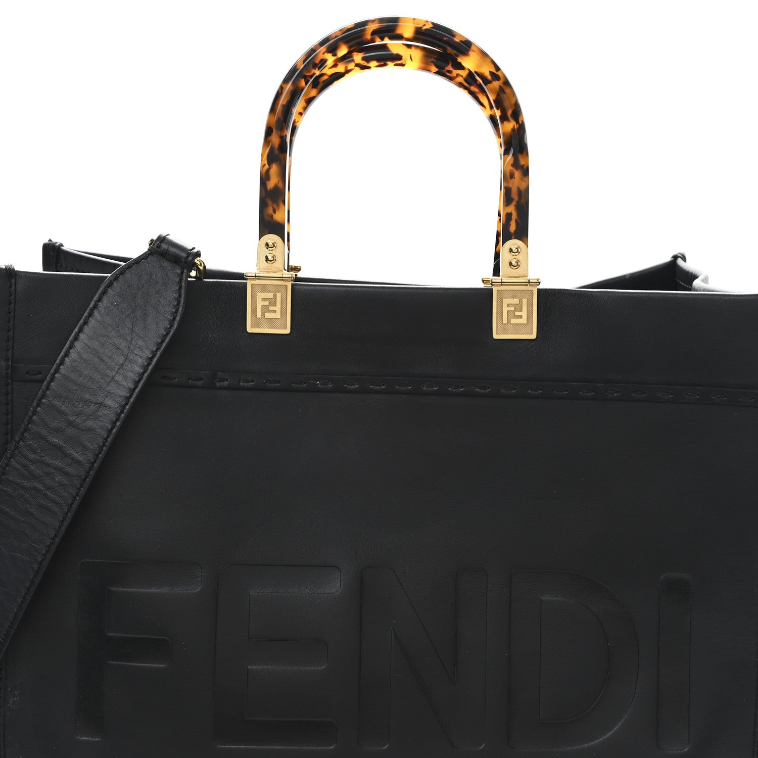 Fendi Vitello King Plexiglass Medium Fendi Sunshine Shopper Tote Black 8 of 12