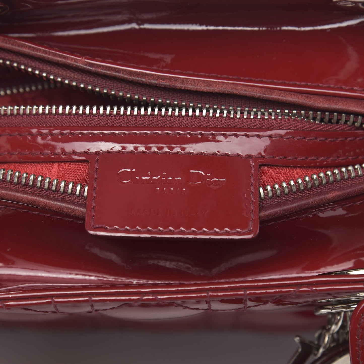Patent Cannage Medium Lady Dior Burgundy Red