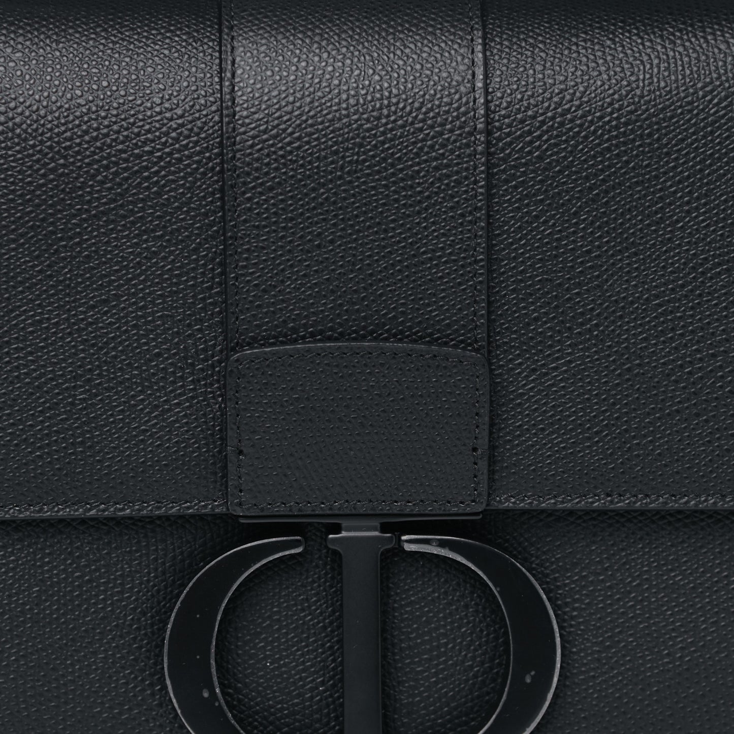 Ultra Matte Grained Calfskin 30 Montaigne Flap Bag Black