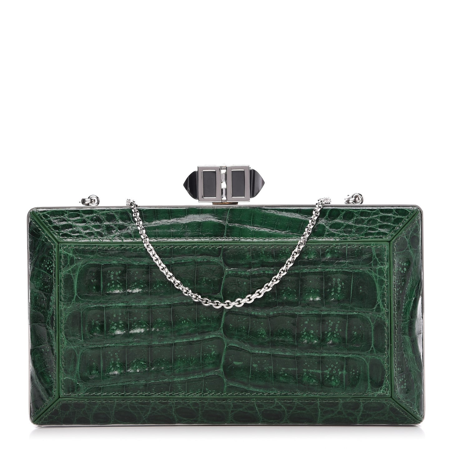 Crocodile Faceted Clutch Emerald