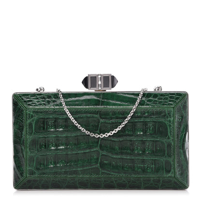 Judith Leiber Crocodile Faceted Clutch Emerald 1 of 14