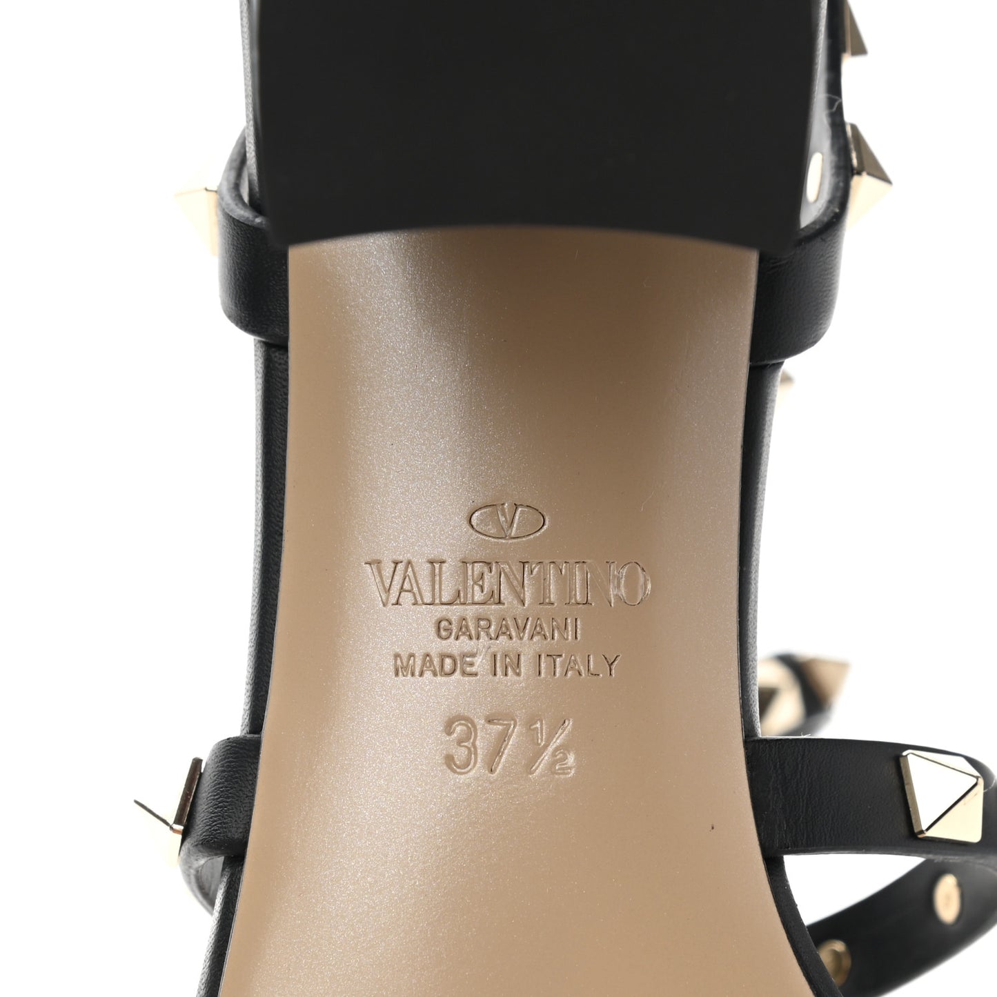 Calfskin Rockstud 60mm City Sandals 37.5 Black