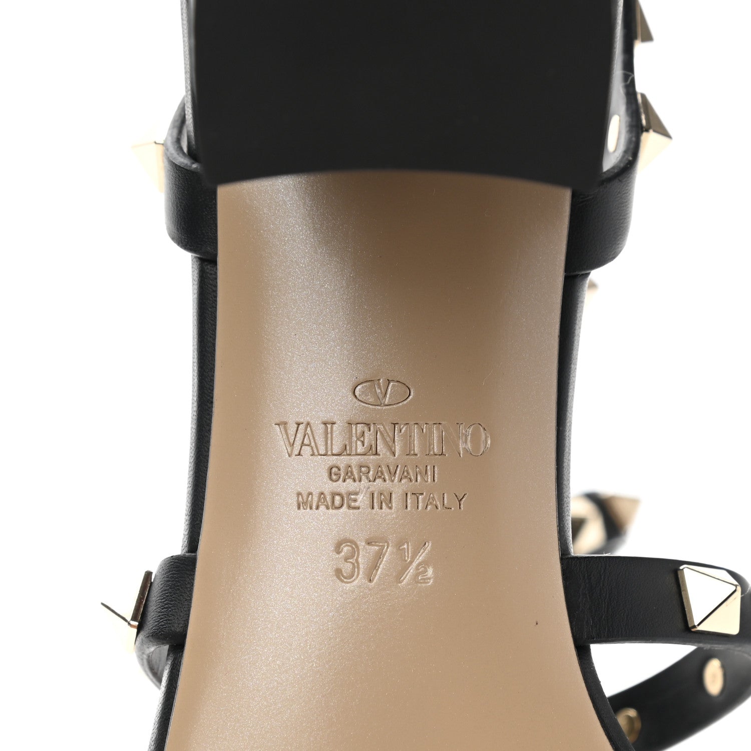 Valentino Garavani Calfskin Rockstud 60mm City Sandals 37.5 Black 6 of 8