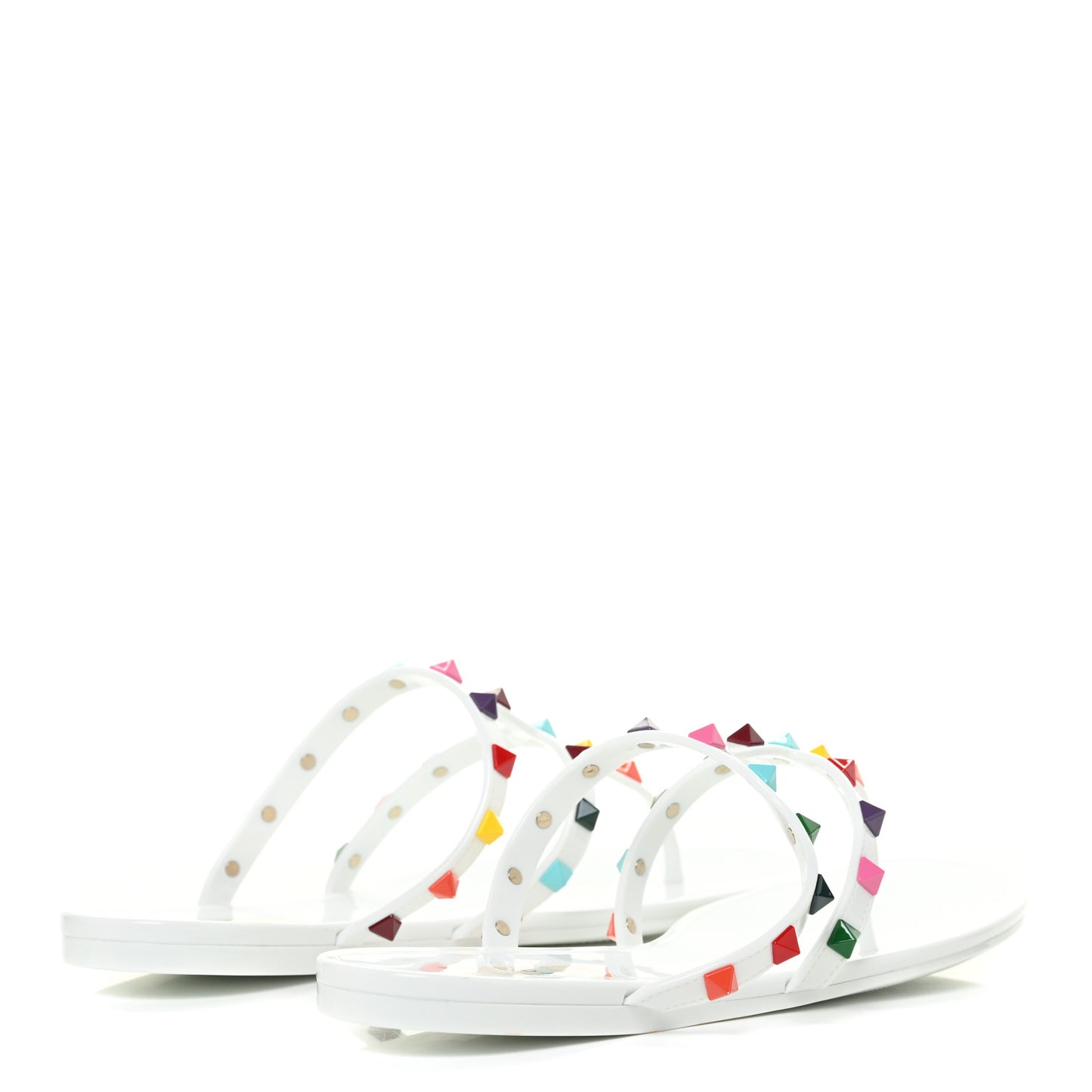 PVC Jelly Rockstud Caged Thong Sandals 39 White Multicolor
