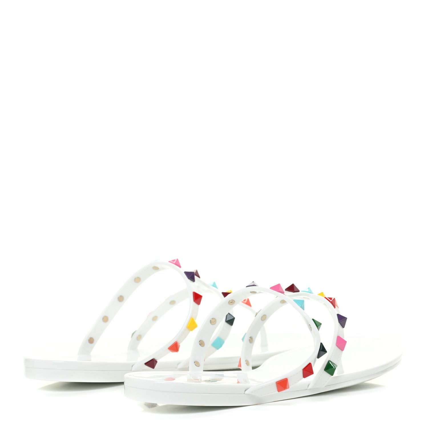 Valentino Garavani PVC Jelly Rockstud Caged Thong Sandals 39 White Multicolor 4 of 8