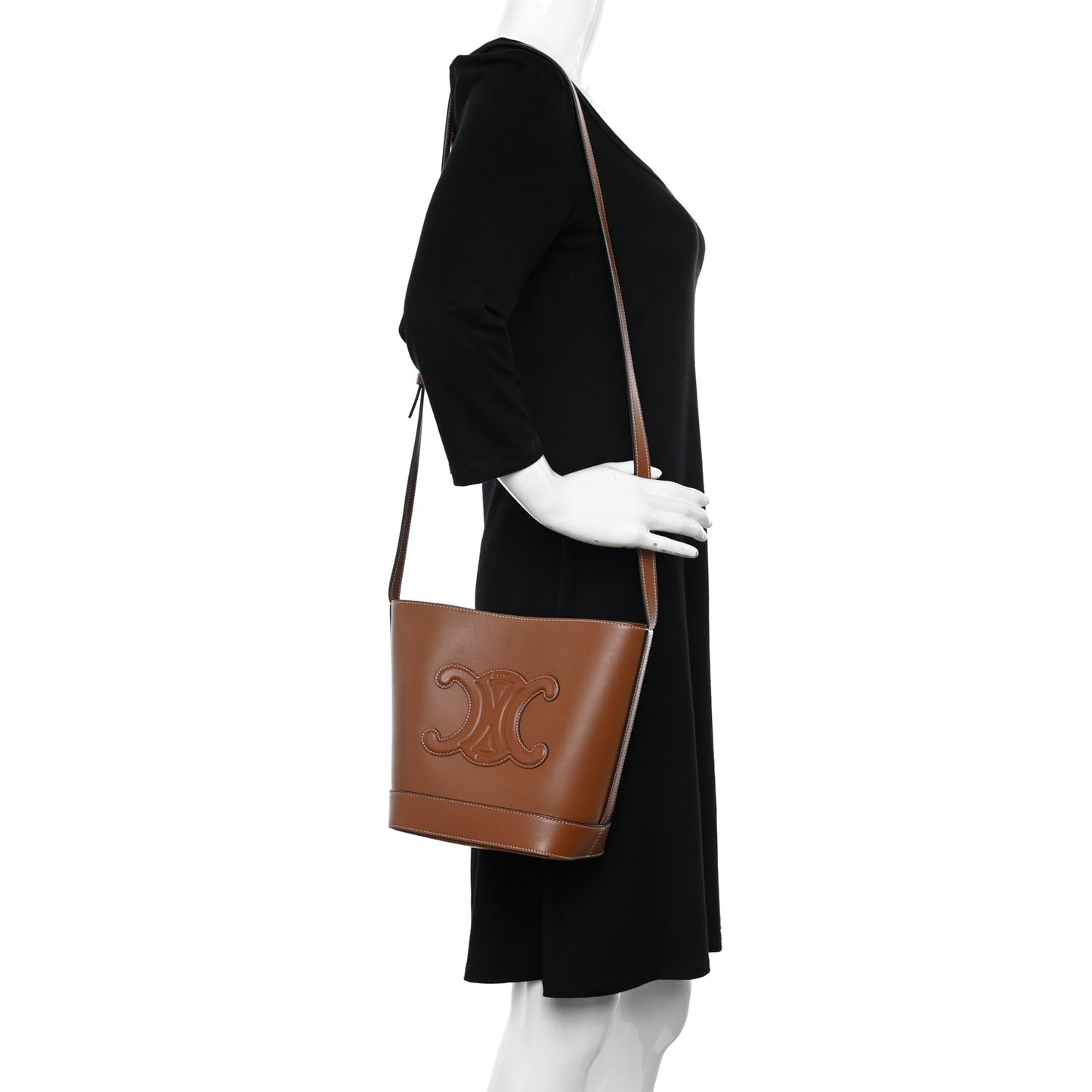Smooth Calfskin Small Cuir Triomphe Bucket Bag Tan