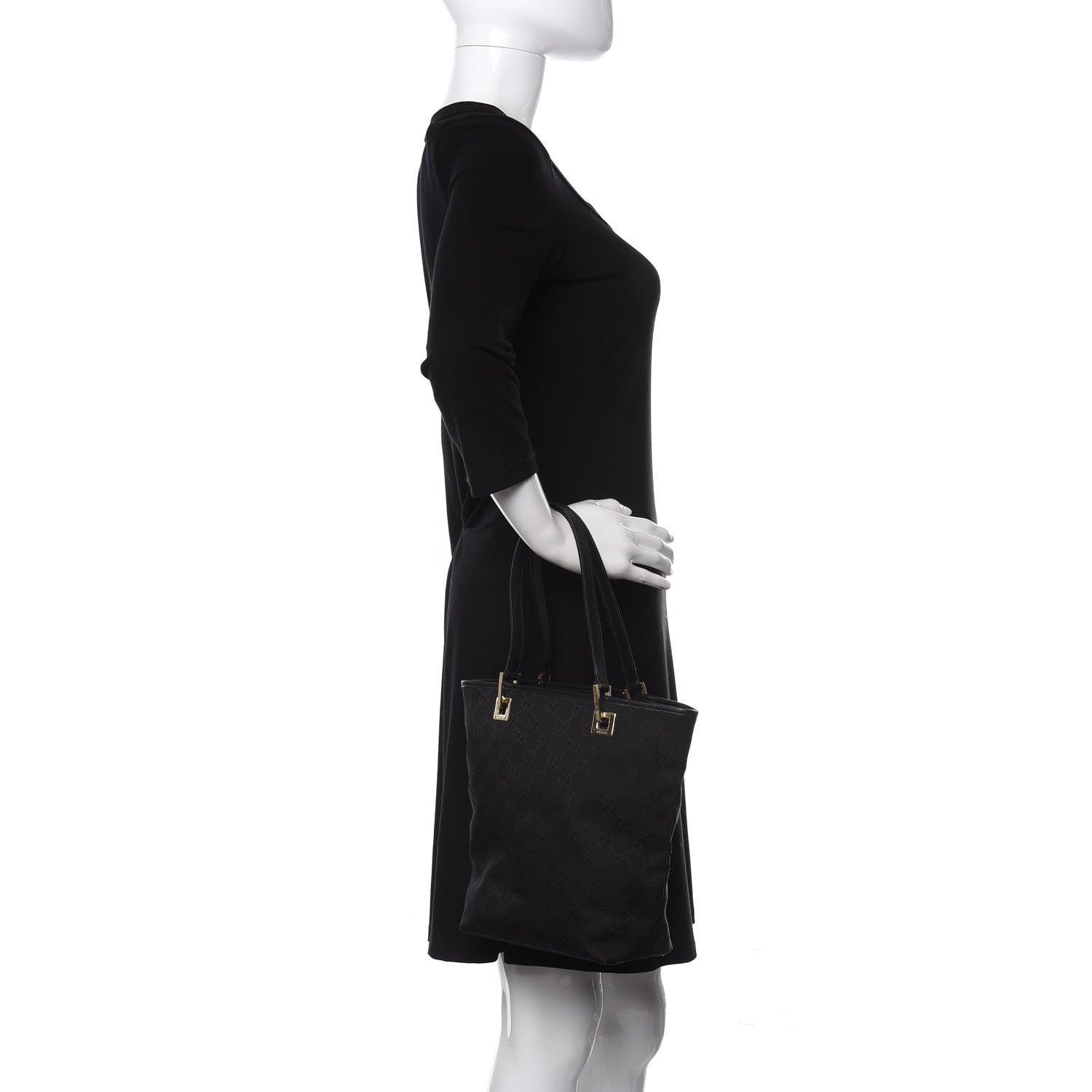 Gucci Monogram Small Bucket Tote Black 2 of 11