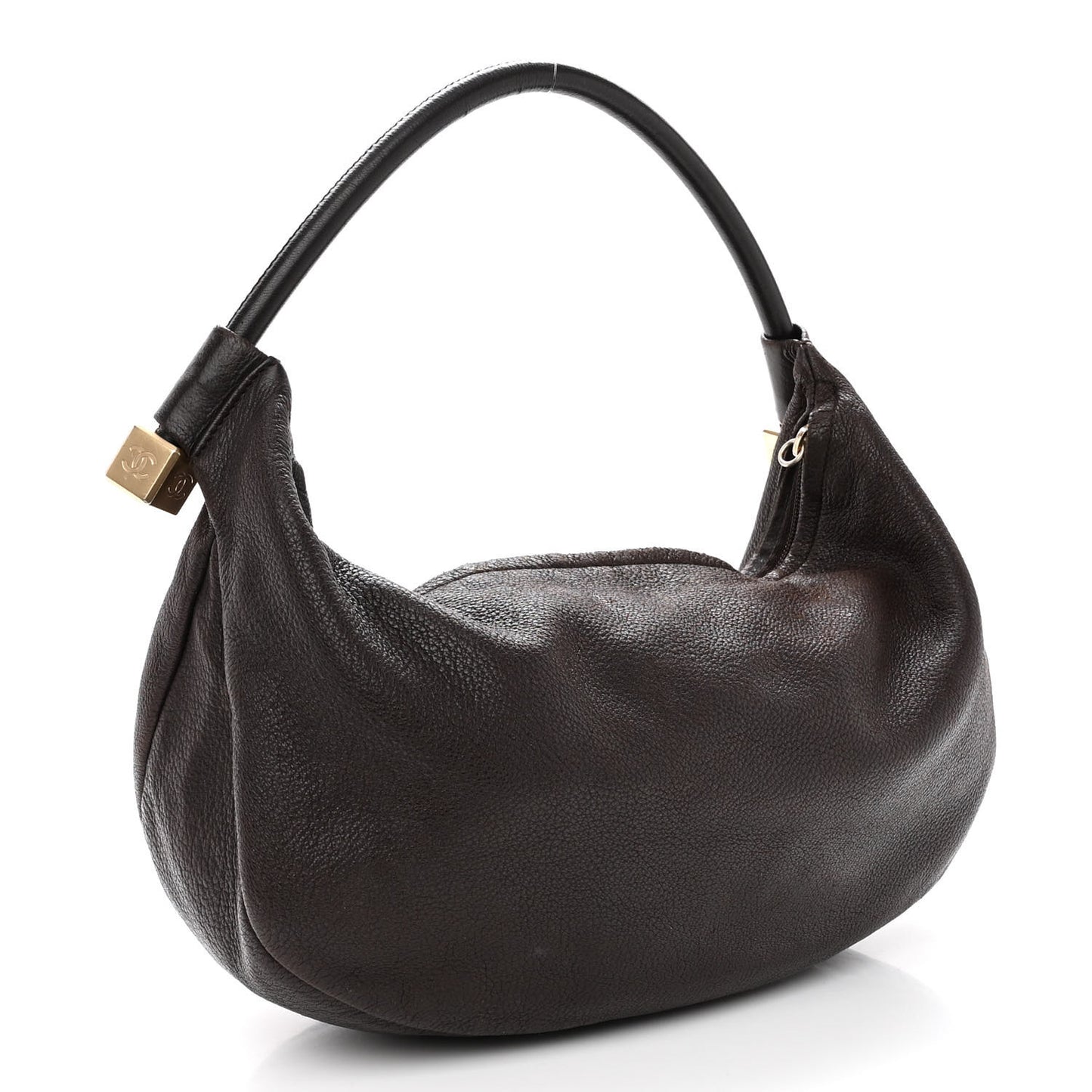 Grained Calfskin Tassel Hobo Brown