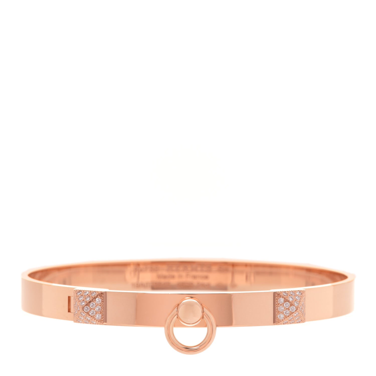 Hermes 18K Rose Gold Diamond PM Collier De Chien Bracelet SH 1 of 6