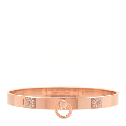 Hermes 18K Rose Gold Diamond PM Collier De Chien Bracelet SH 1 of 6