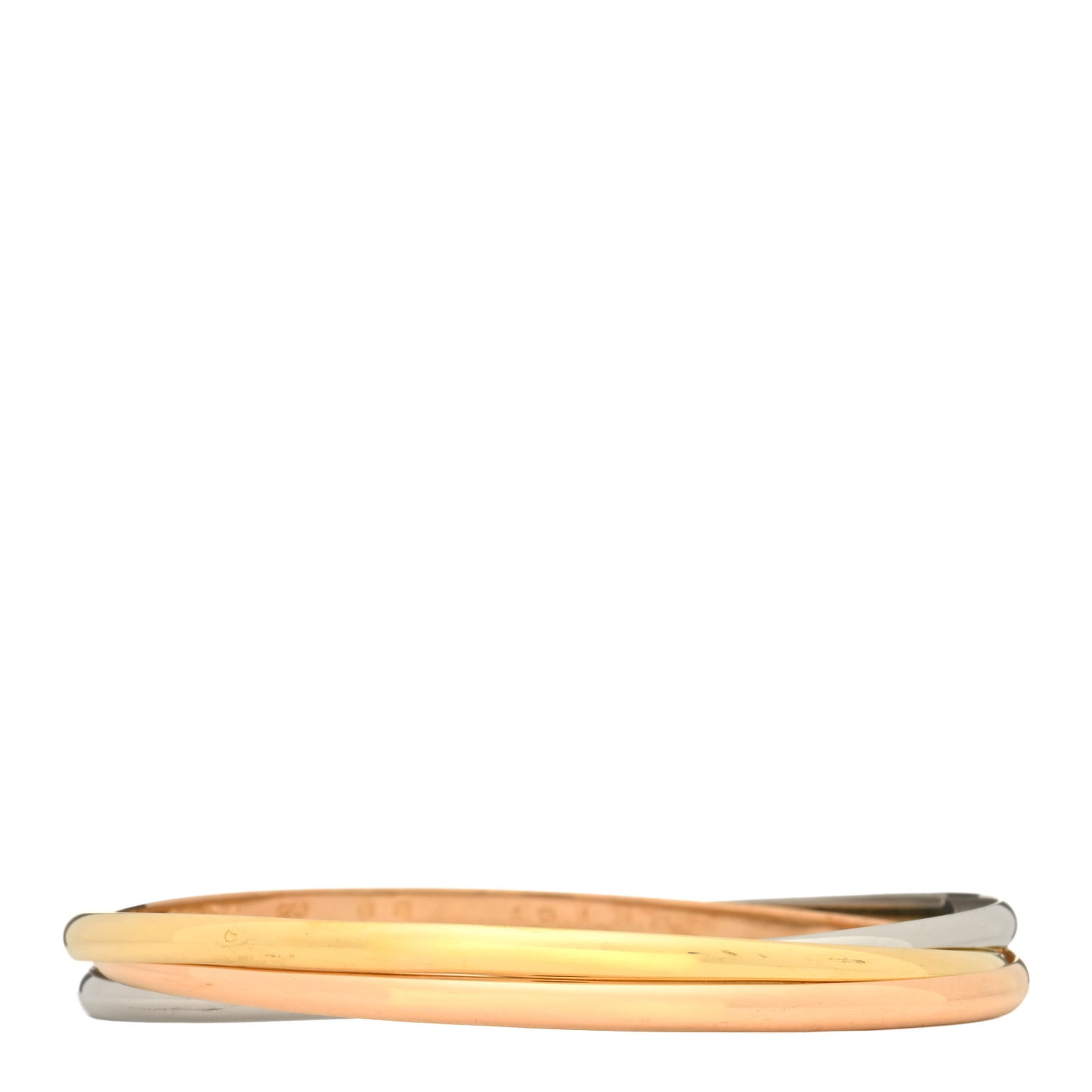 18K Pink Yellow White Gold 3.5mm Trinity Bangle Bracelet 62