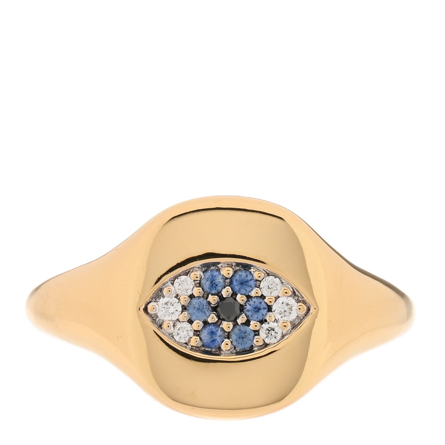 David Yurman 18K Yellow Gold Diamond Blue Sapphire Cable Collectibles Evil Eye Pinky Ring 44 3 1 of 4