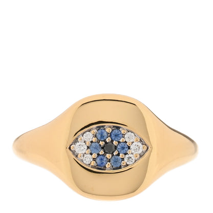 David Yurman 18K Yellow Gold Diamond Blue Sapphire Cable Collectibles Evil Eye Pinky Ring 44 3 1 of 4