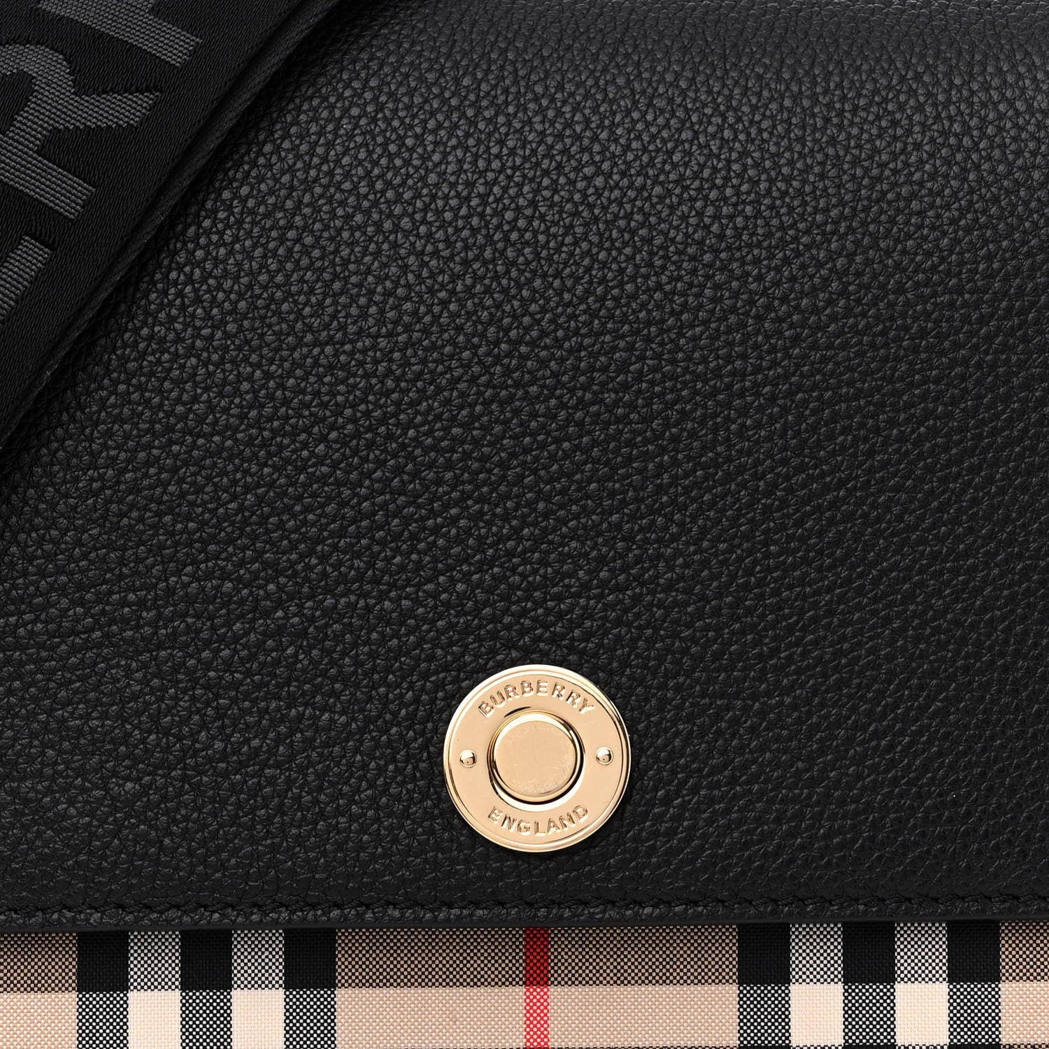 Burberry Grainy Calfskin Vintage Check Note Crossbody Bag Black 7 of 15