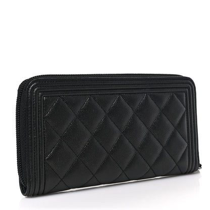 Chanel Caviar Quilted Boy Zip Around Organizer Wallet So Black 3 of 7