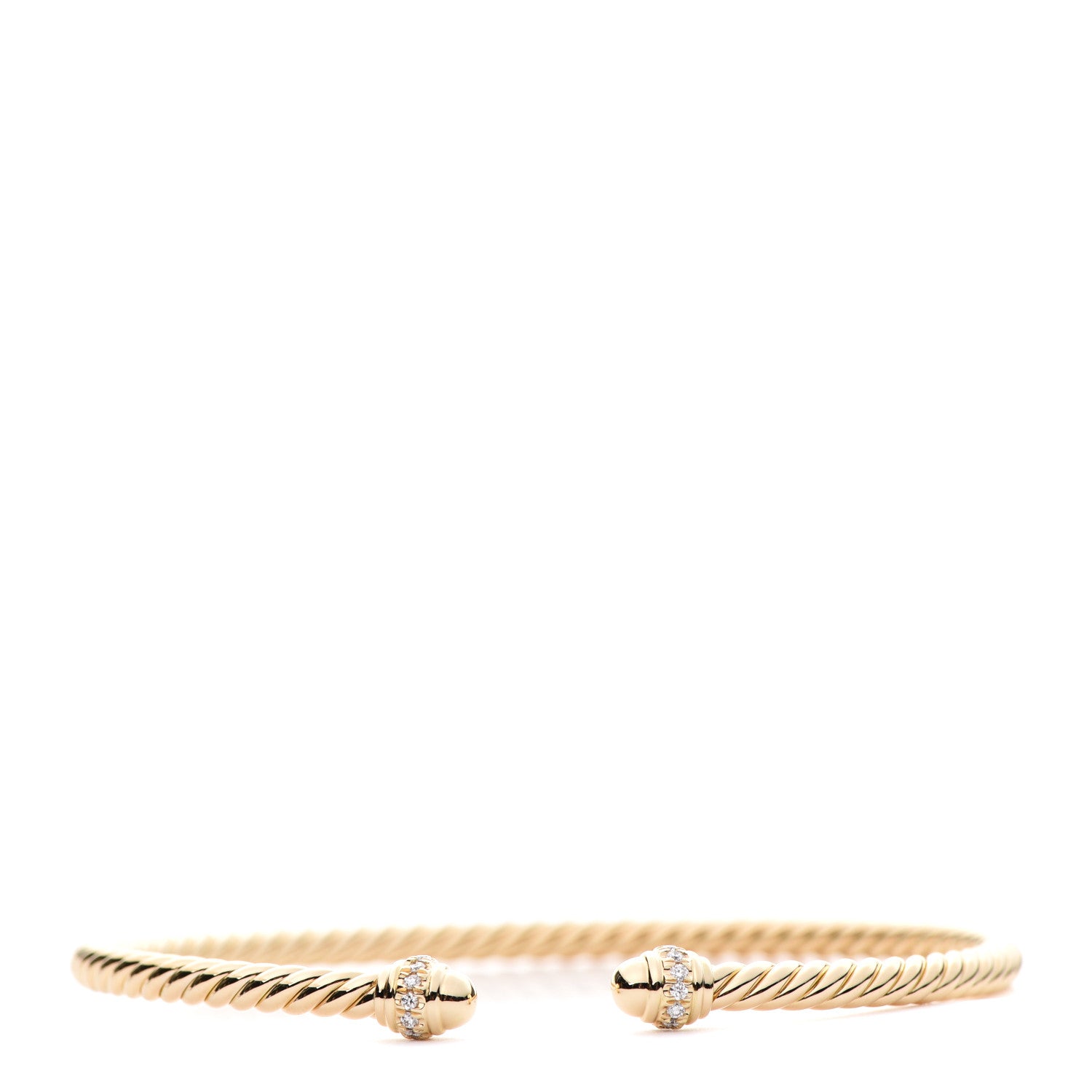 David Yurman 18K Yellow Gold Diamond 3mm Cablespira Bracelet 1 of 6