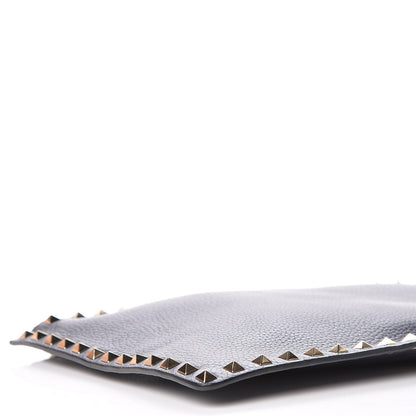 Valentino Garavani Grained Calfskin Large Rockstud Zip Pouch Marine 8 of 9