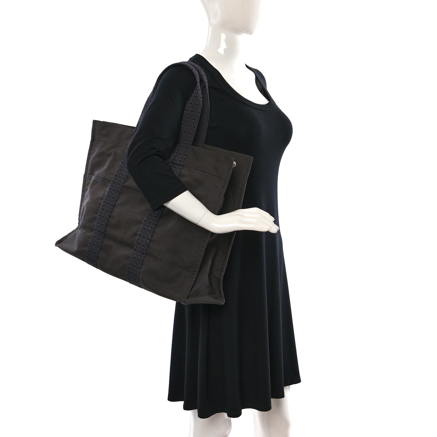 Hermes Canvas Herline Tote GM Grey 2 of 11