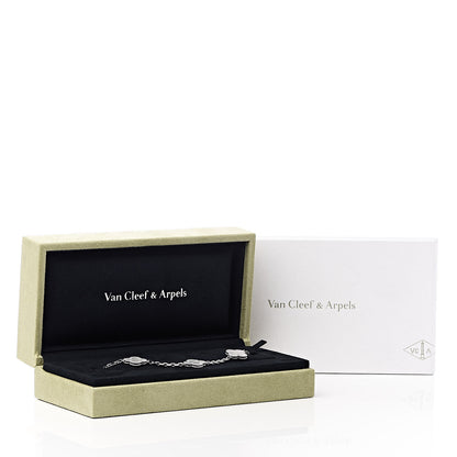 Van Cleef & Arpels 18K White Gold Mother of Pearl 5 Motifs Vintage Alhambra Bracelet 6 of 7