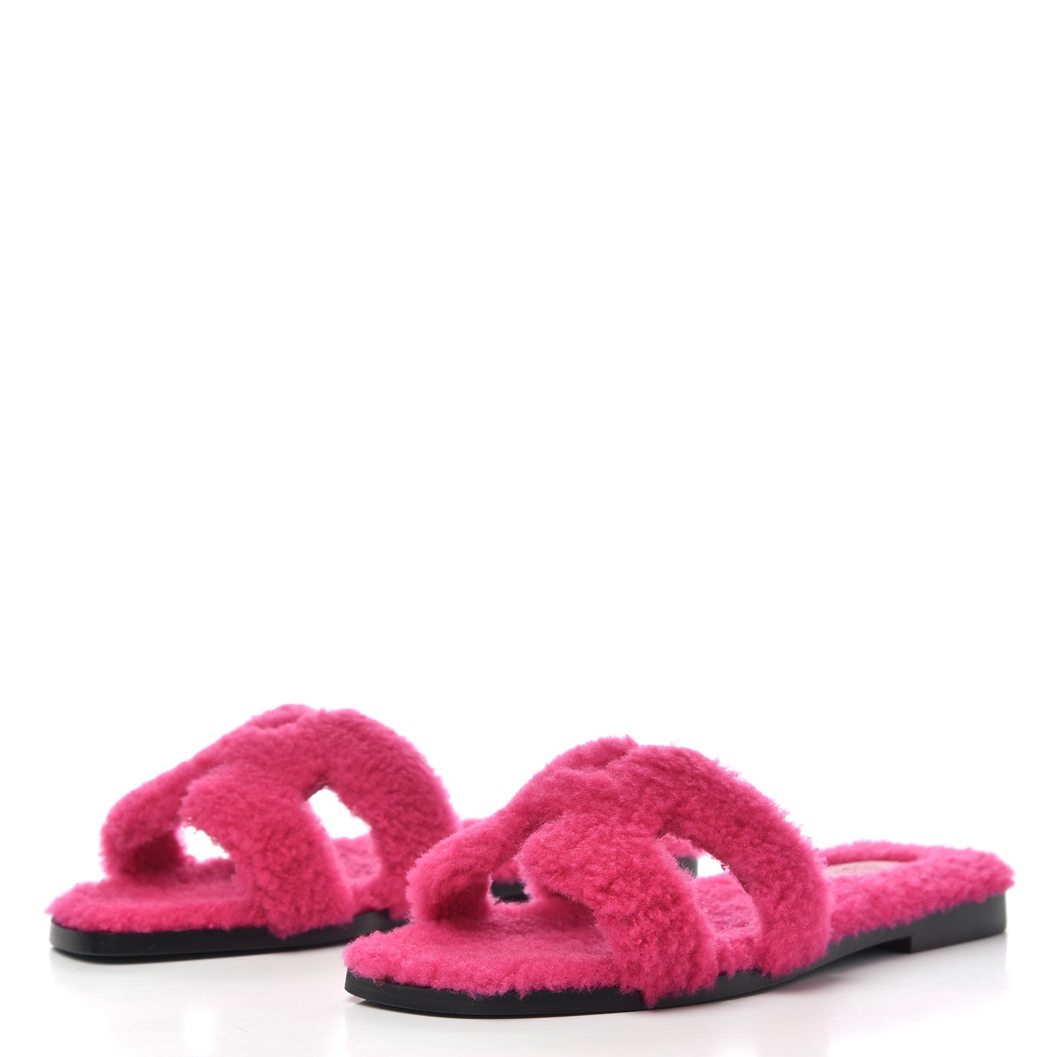 Hermes Woolskin Oran Sandals 35.5 Rose Fuchsia 3 of 10