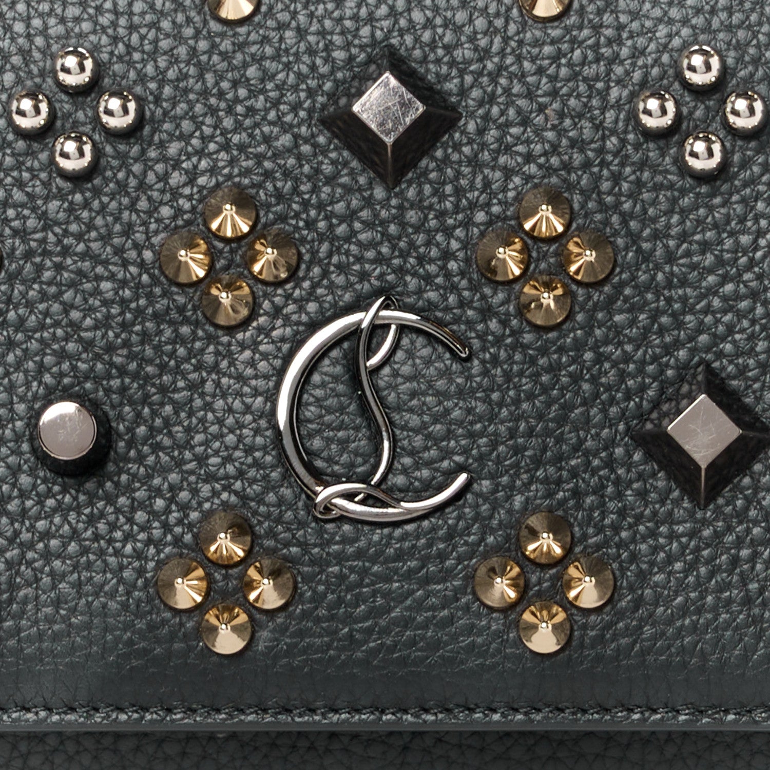 Christian Louboutin Calfskin Spikes Loubinthesky Paloma Wallet On Chain Black 8 of 12